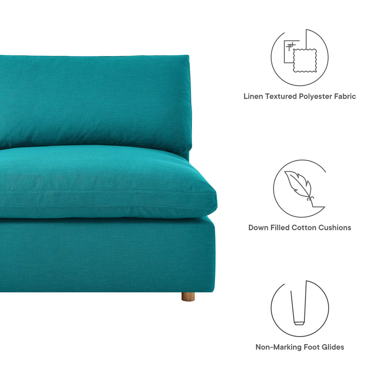Commix 6-Piece Down Filled Overstuffed Sectional, Teal