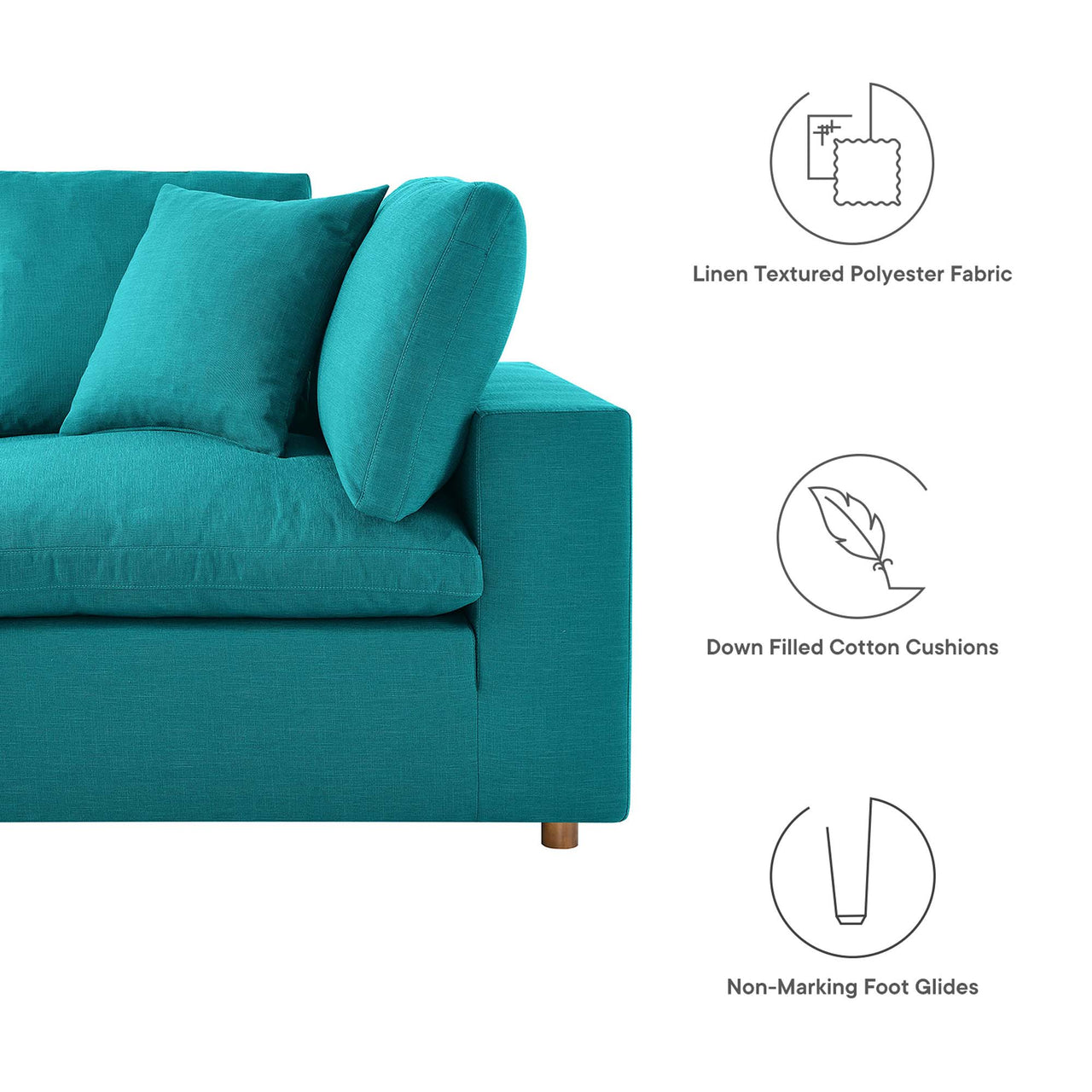 Commix 6-Piece Down Filled Overstuffed Sectional, Teal