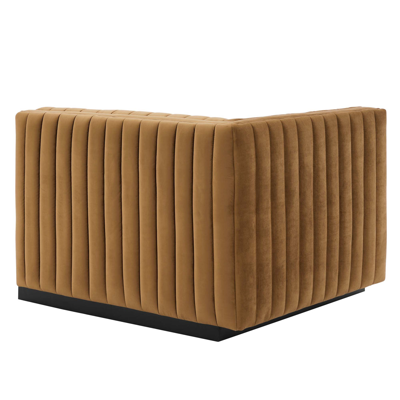 Evoke Velvet Loveseat Sectional, Black & Cognac