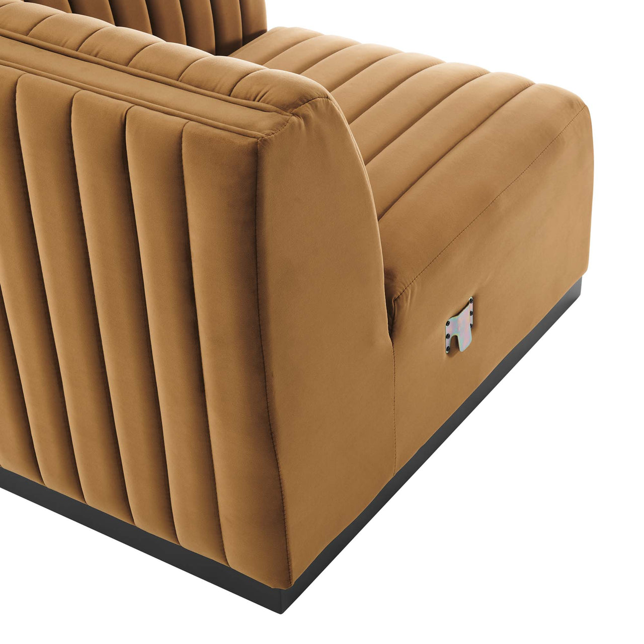 Evoke Velvet Loveseat Sectional, Black & Cognac
