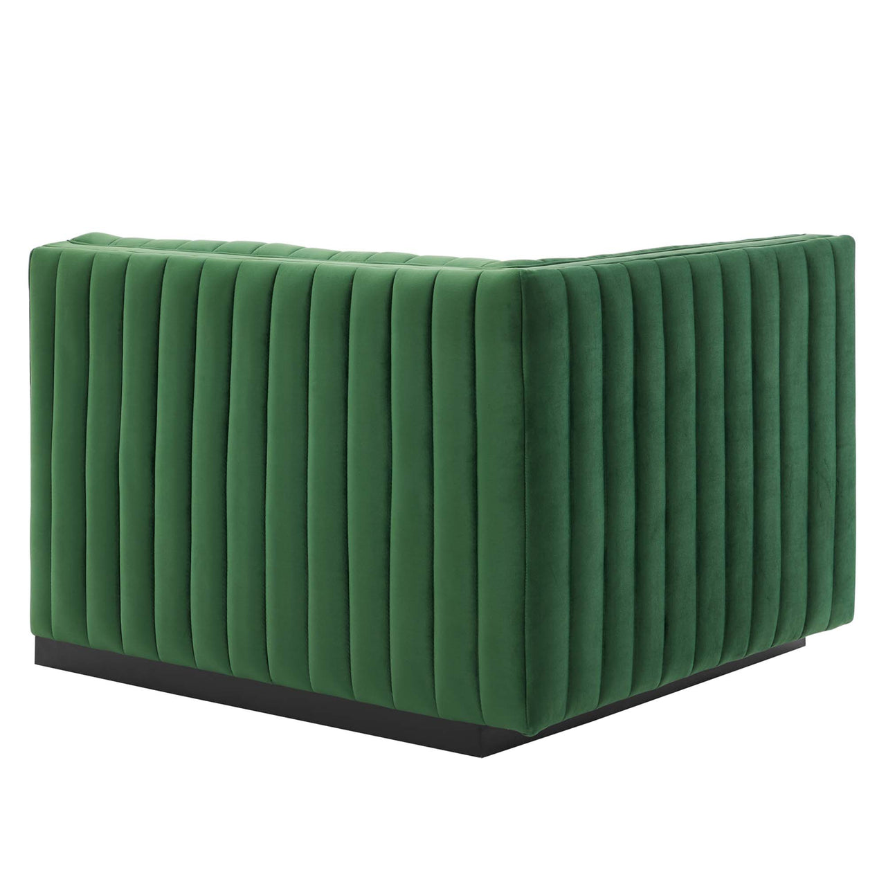 Evoke Velvet Loveseat Sectional, Black & Emerald