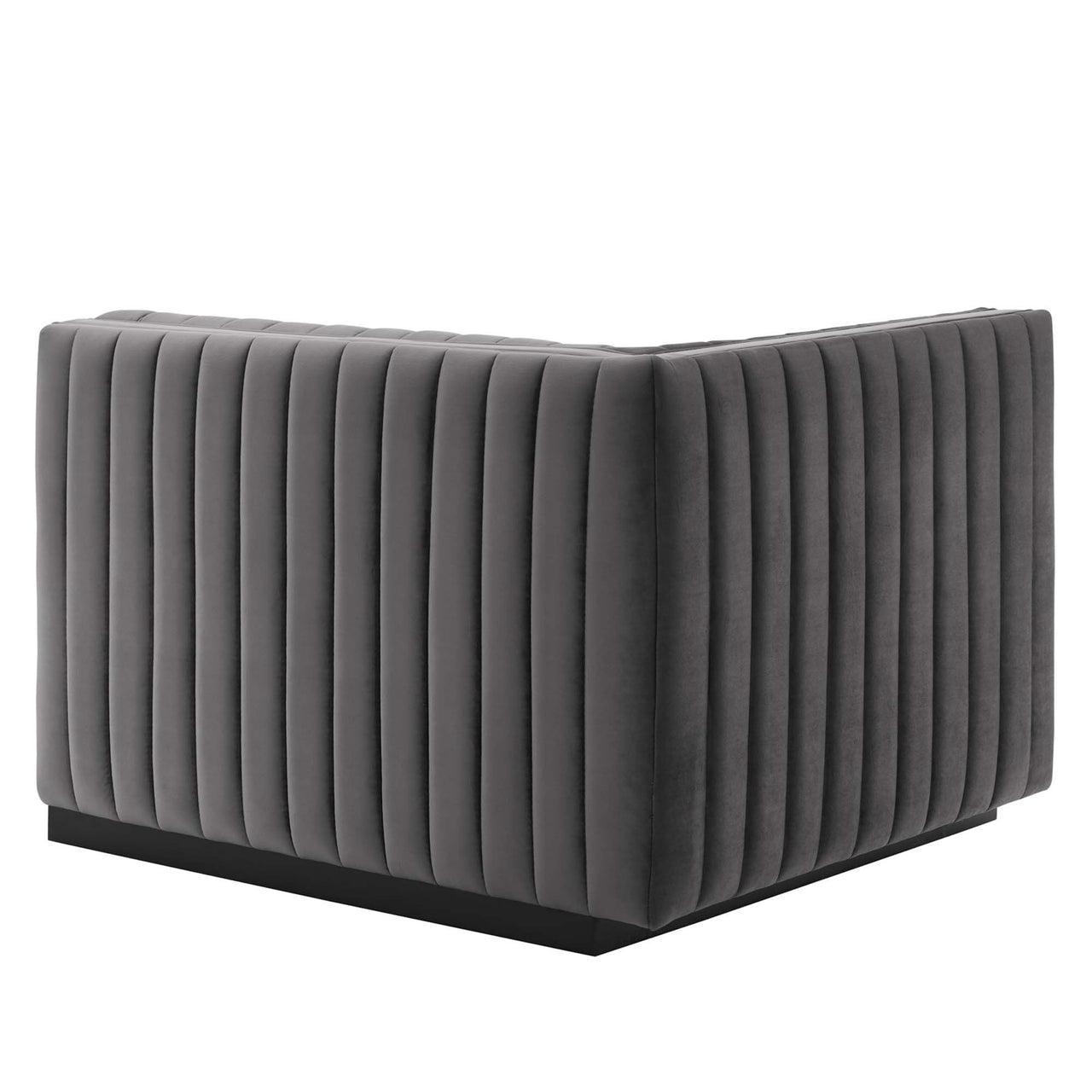 Evoke Velvet Loveseat Sectional, Black & Gray