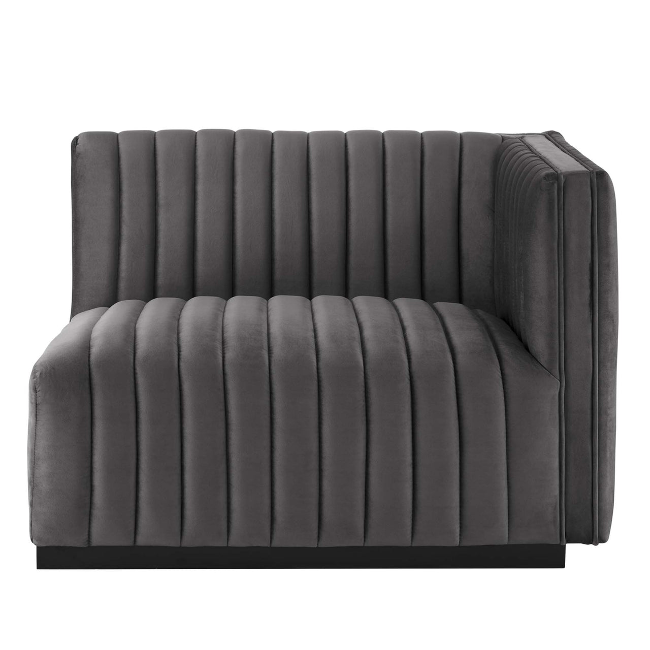 Evoke Velvet Loveseat Sectional, Black & Gray