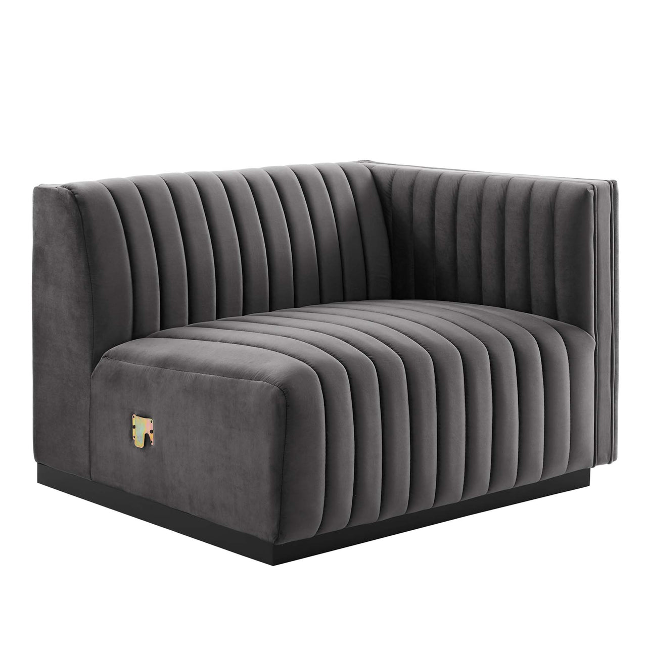 Evoke Velvet Loveseat Sectional, Black & Gray