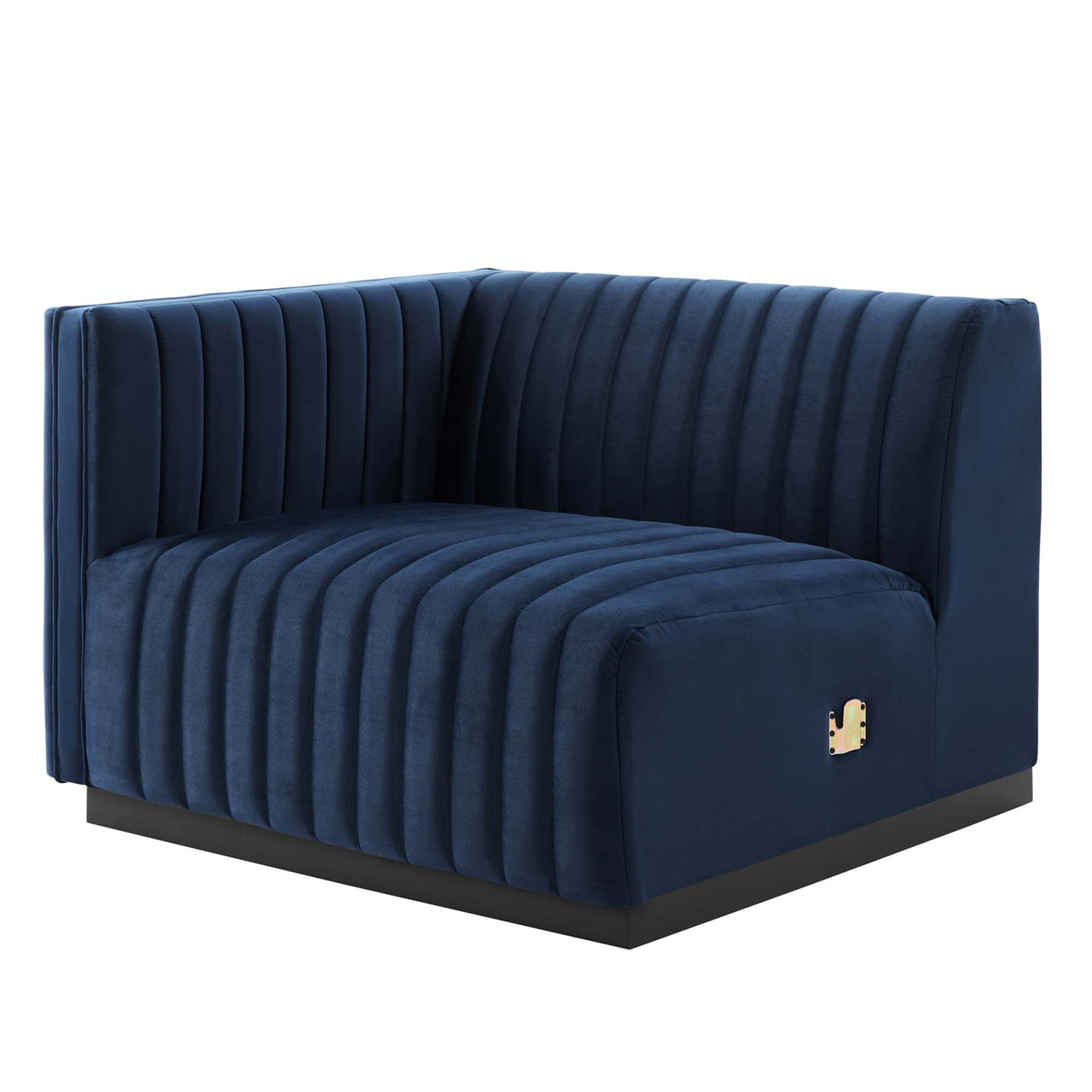 Evoke Velvet Loveseat Sectional, Black & Dark Blue