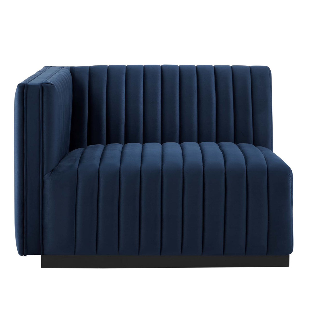 Evoke Velvet Loveseat Sectional, Black & Dark Blue