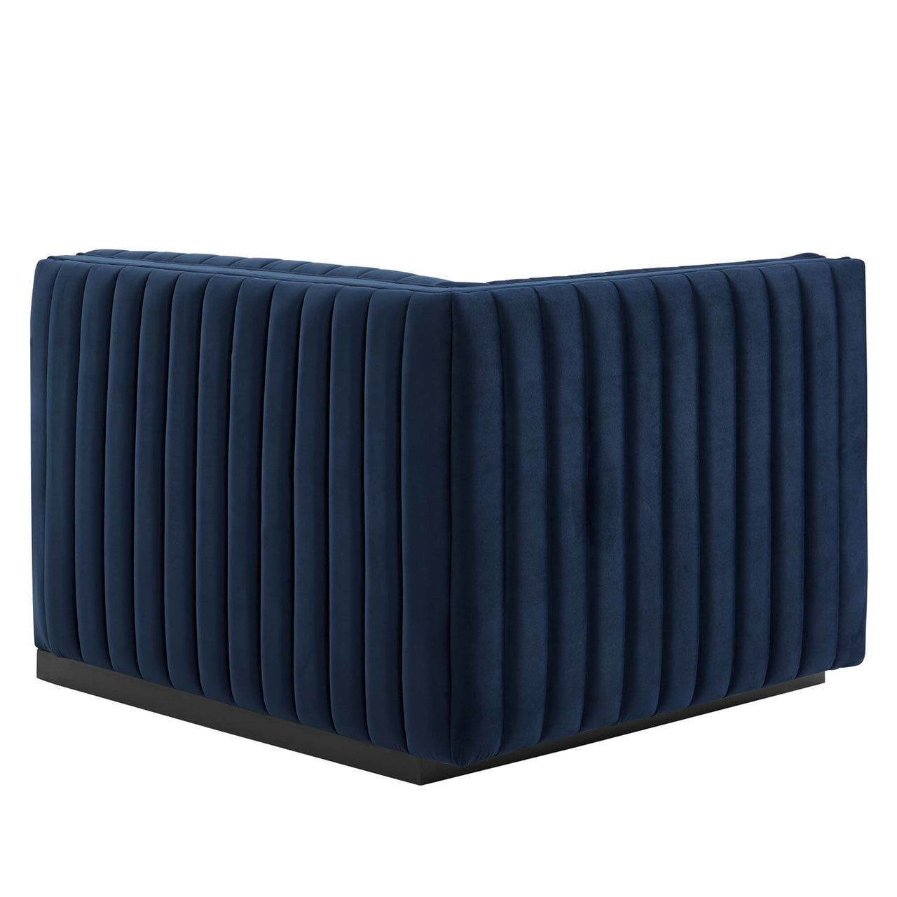Evoke Velvet Loveseat Sectional, Black & Dark Blue