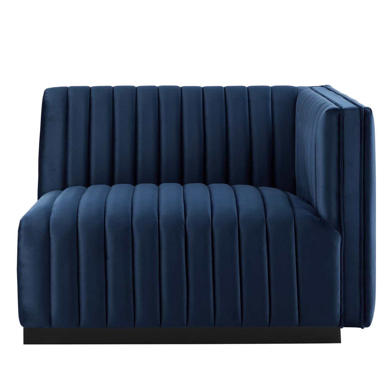 Evoke Velvet Loveseat Sectional, Black & Dark Blue