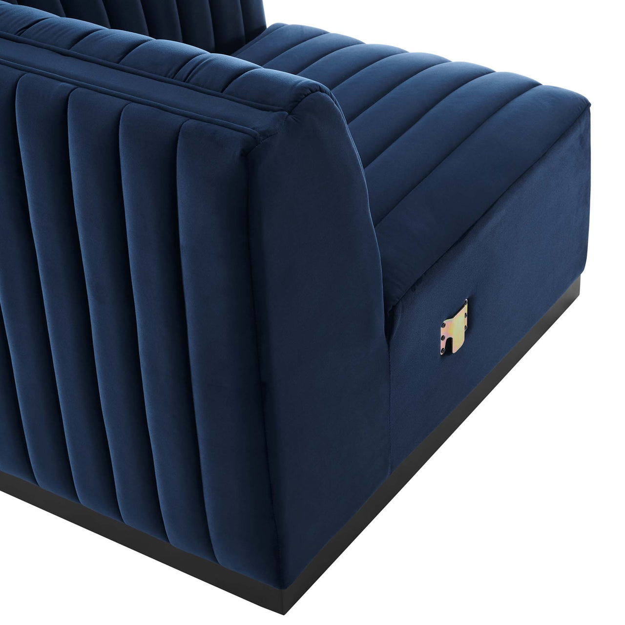 Evoke Velvet Loveseat Sectional, Black & Dark Blue