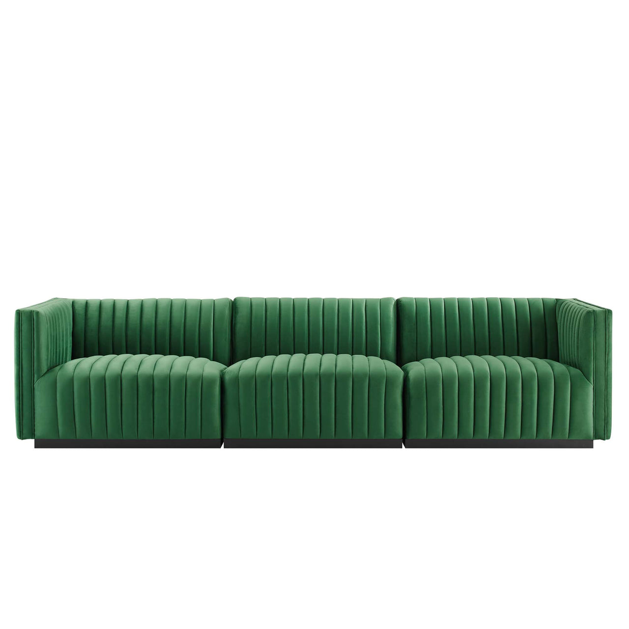 Evoke Velvet Sofa Sectional, Black & Emerald