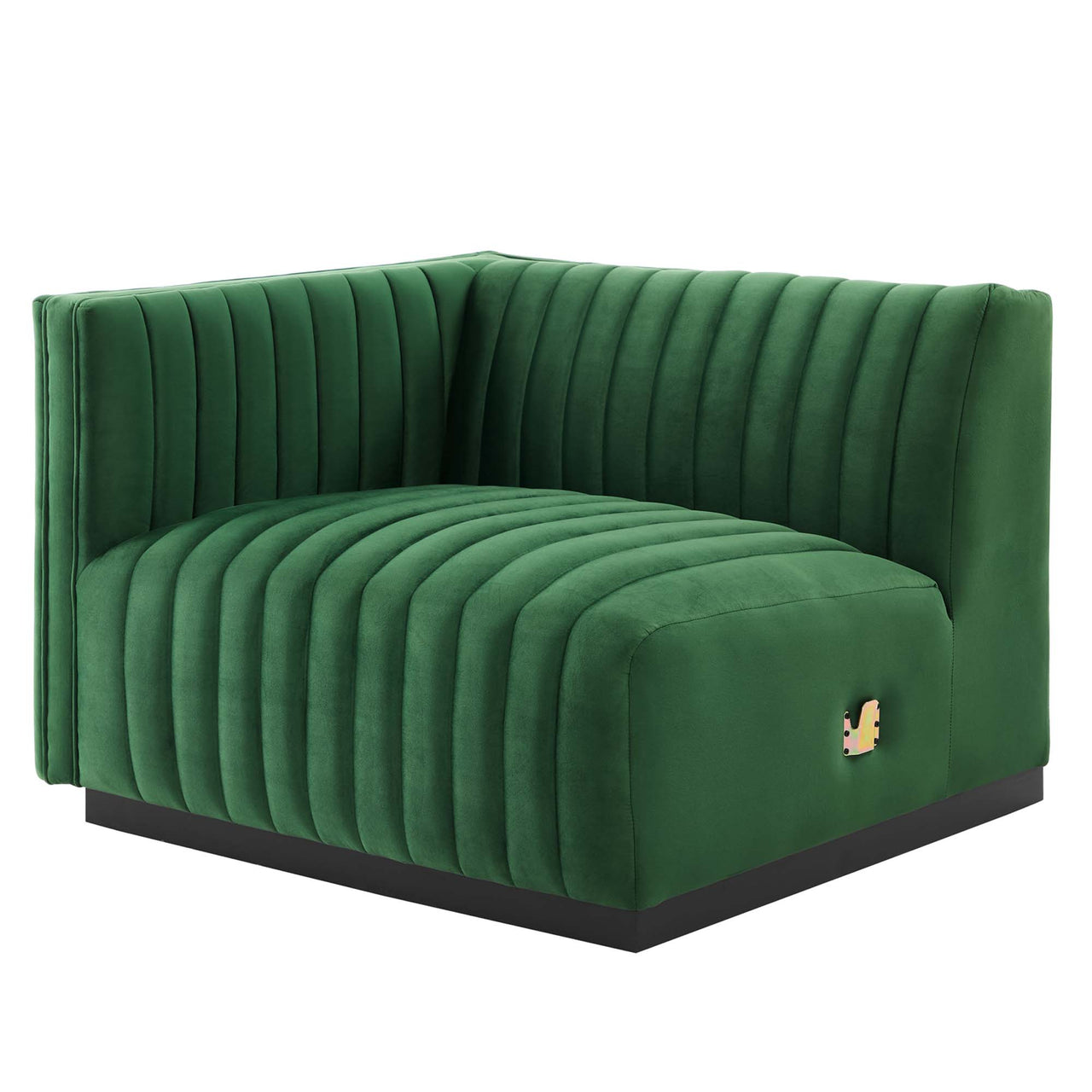 Evoke 4-Piece Velvet Sofa Sectional, Black & Emerald