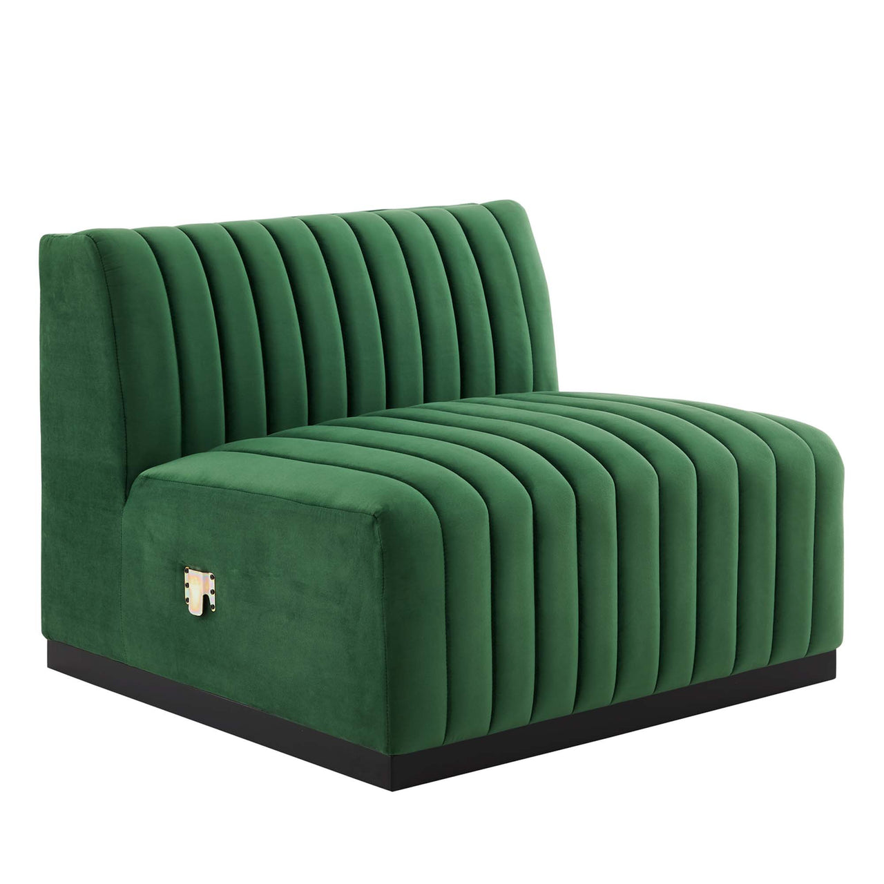 Evoke 4-Piece Velvet Sofa Sectional, Black & Emerald