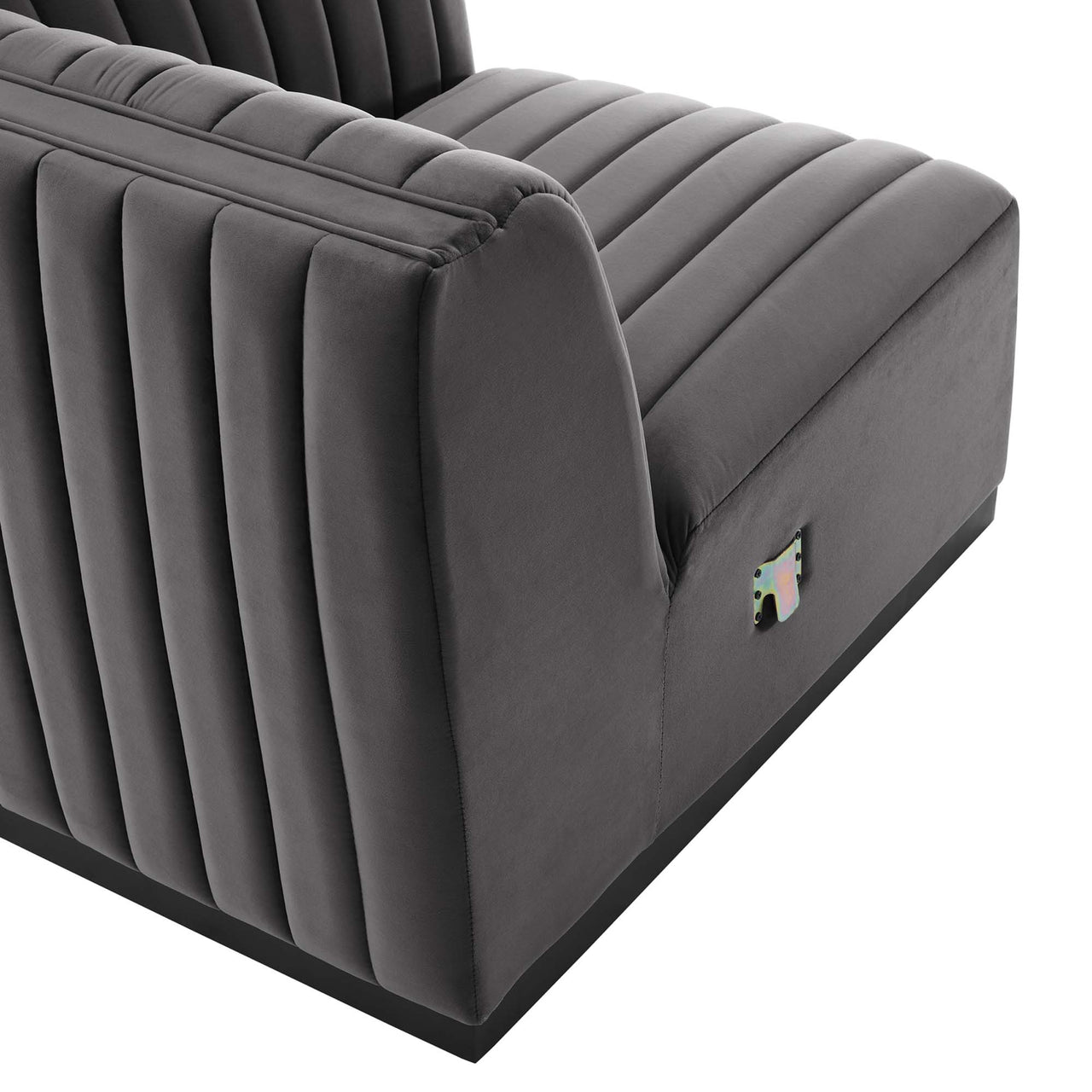 Evoke 4-Piece Velvet Sofa Sectional, Black & Gray