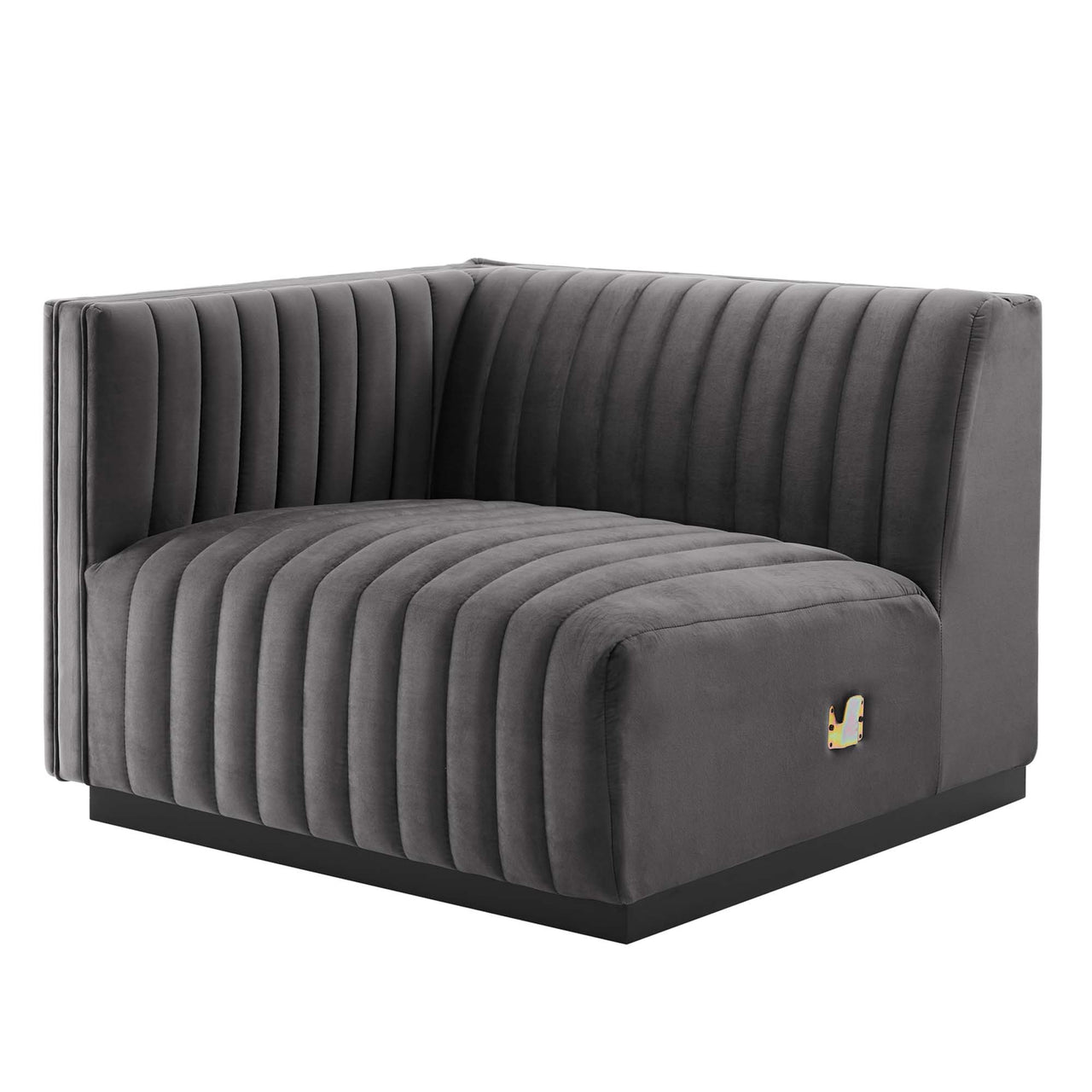 Evoke 4-Piece Velvet Sofa Sectional, Black & Gray