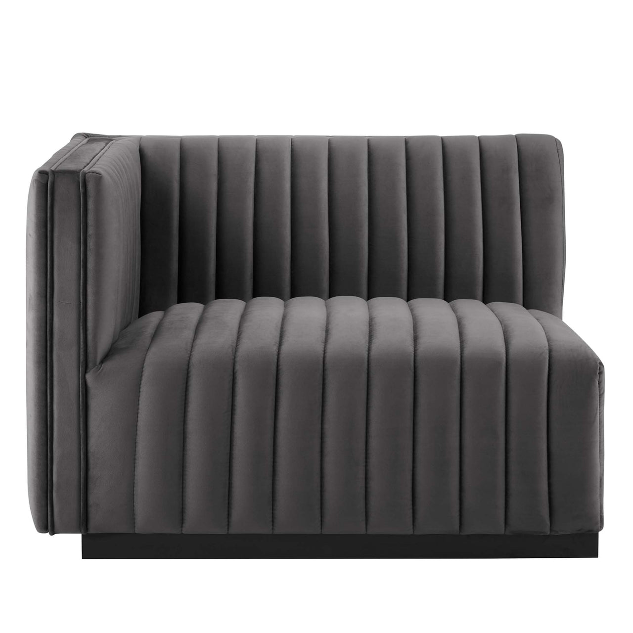 Evoke 4-Piece Velvet Sofa Sectional, Black & Gray