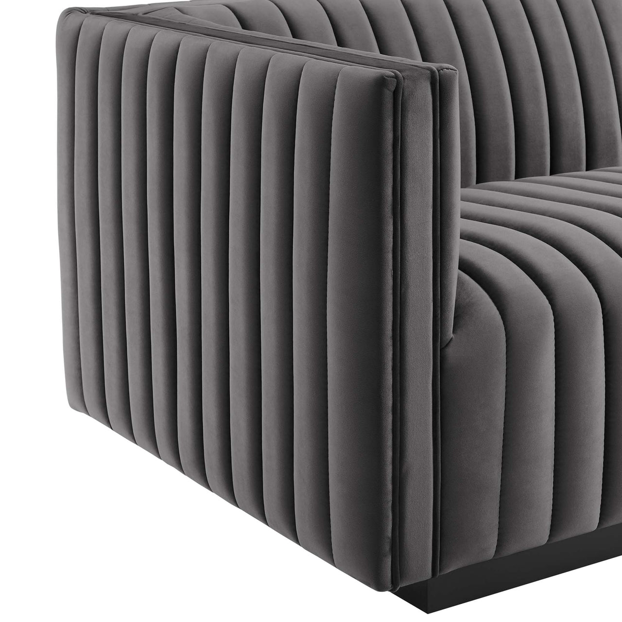 Evoke 4-Piece Velvet Sofa Sectional, Black & Gray