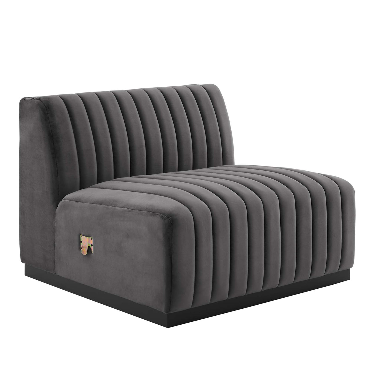Evoke 4-Piece Velvet Sofa Sectional, Black & Gray