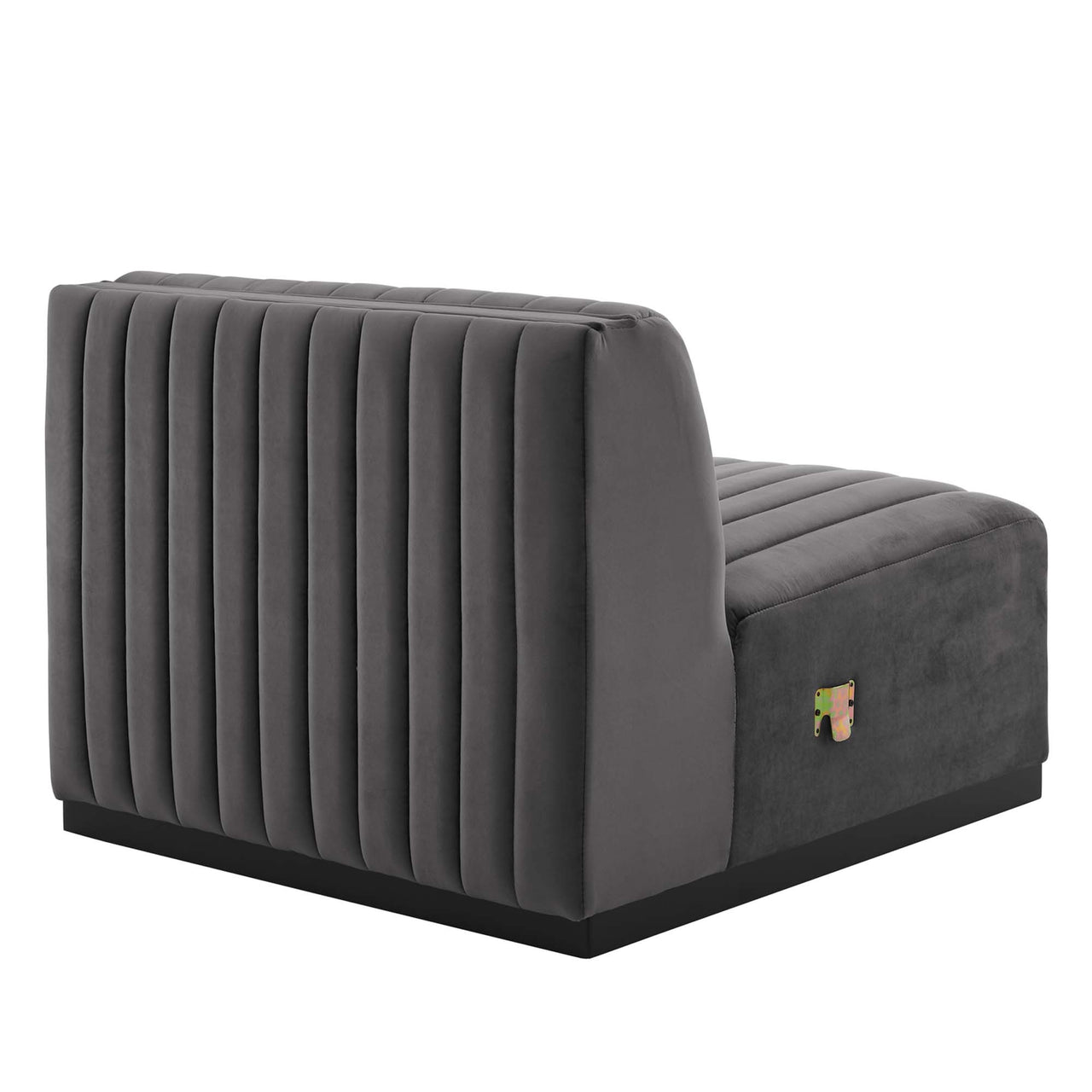 Evoke 4-Piece Velvet Sofa Sectional, Black & Gray