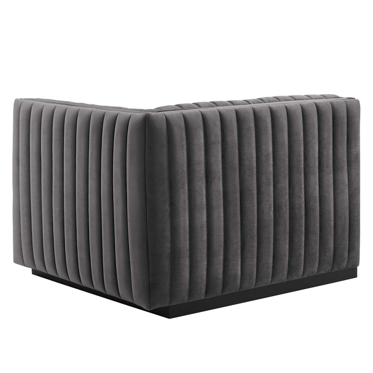 Evoke 4-Piece Velvet Sofa Sectional, Black & Gray