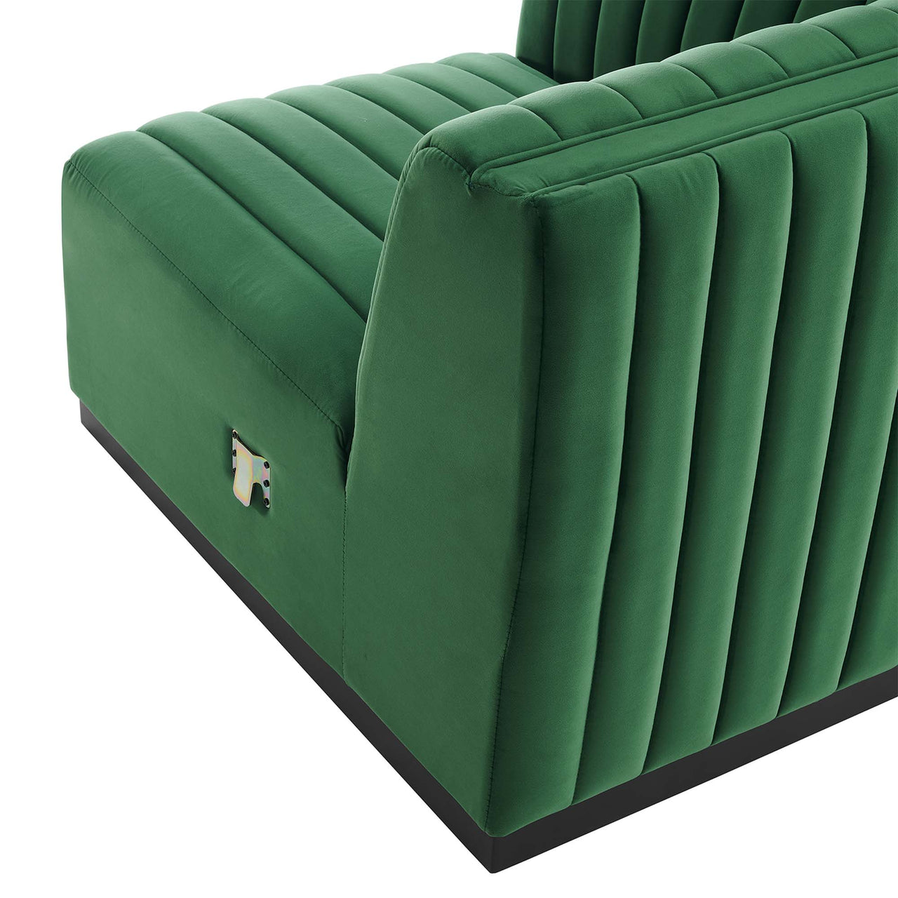 Evoke 4-Piece Velvet Sectional, Black & Emerald