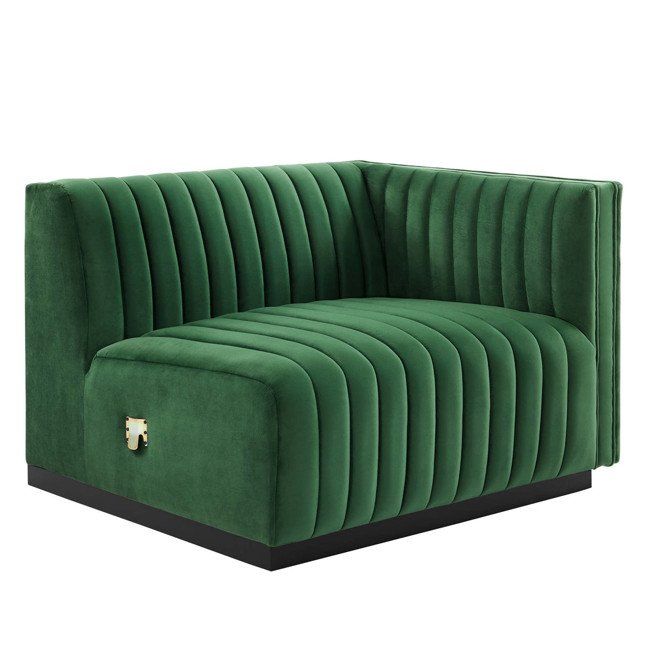Evoke 4-Piece Velvet Sectional, Black & Emerald