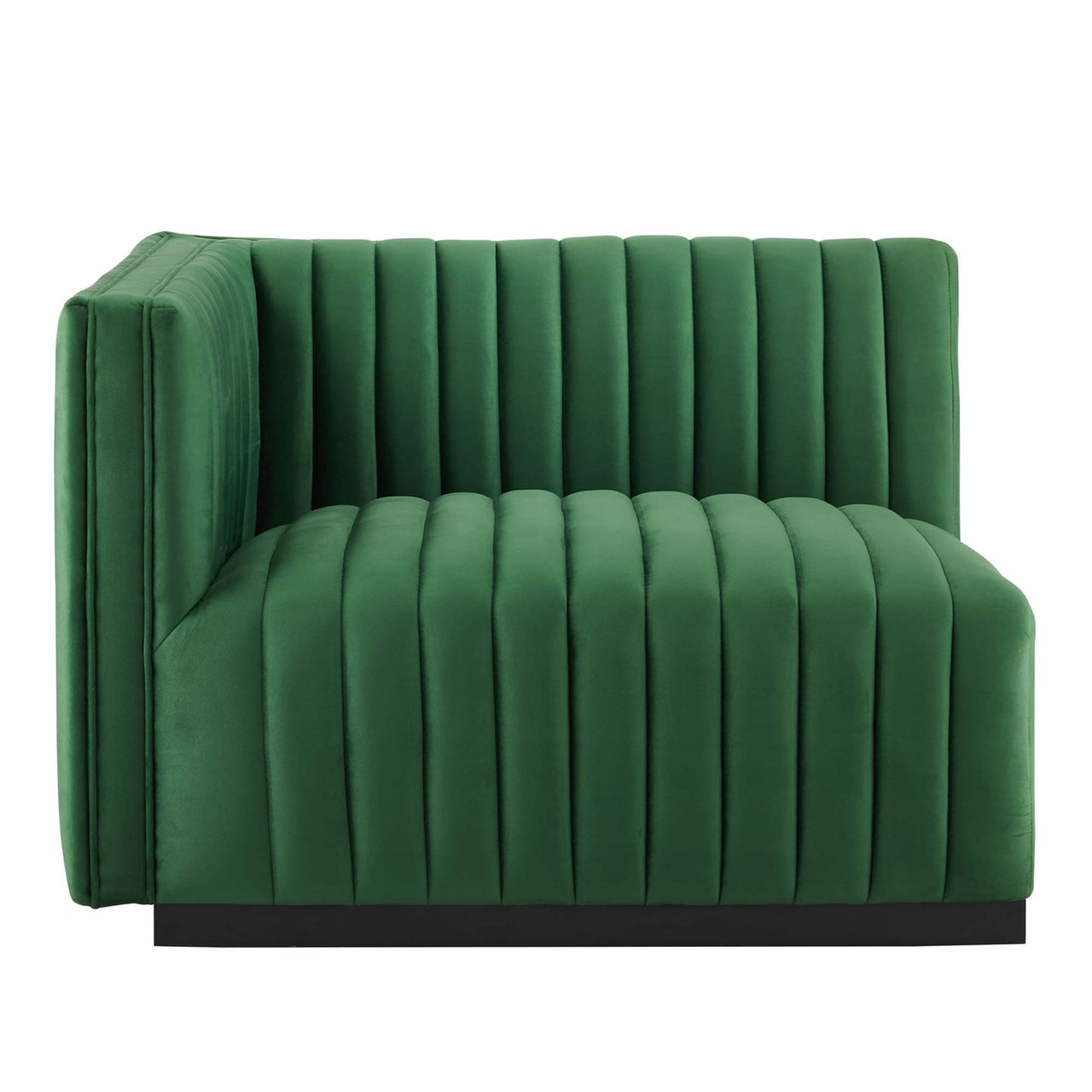 Evoke 4-Piece Velvet Sectional, Black & Emerald