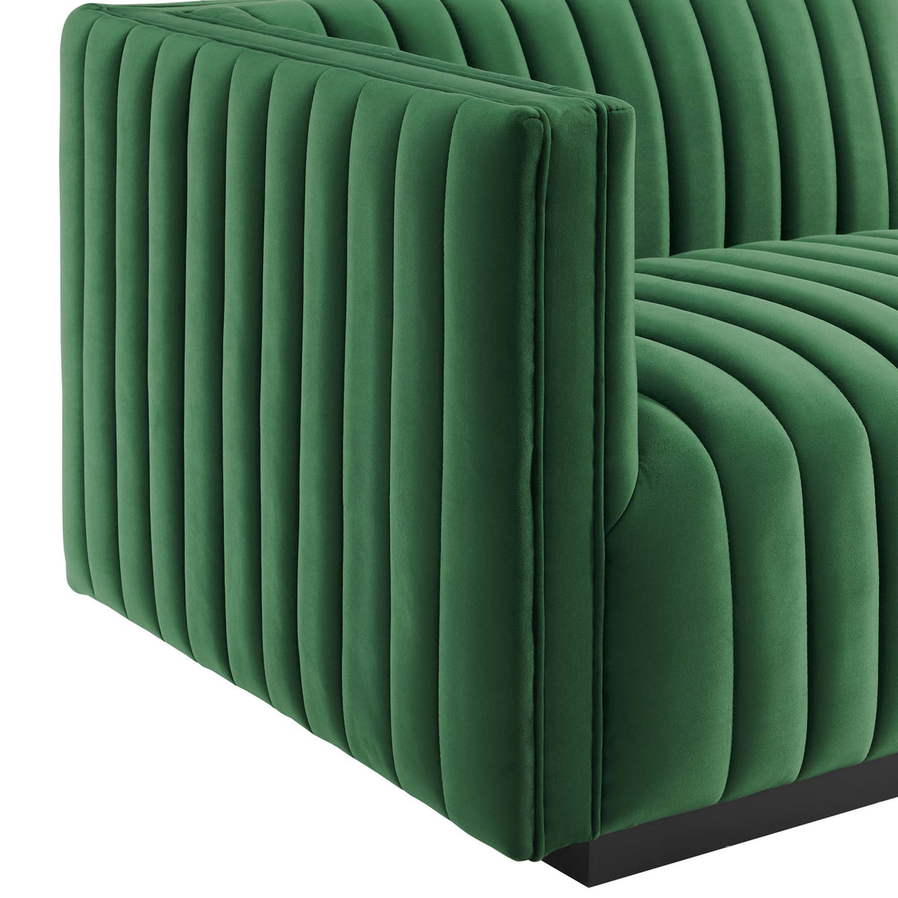 Evoke 4-Piece Velvet Sectional, Black & Emerald