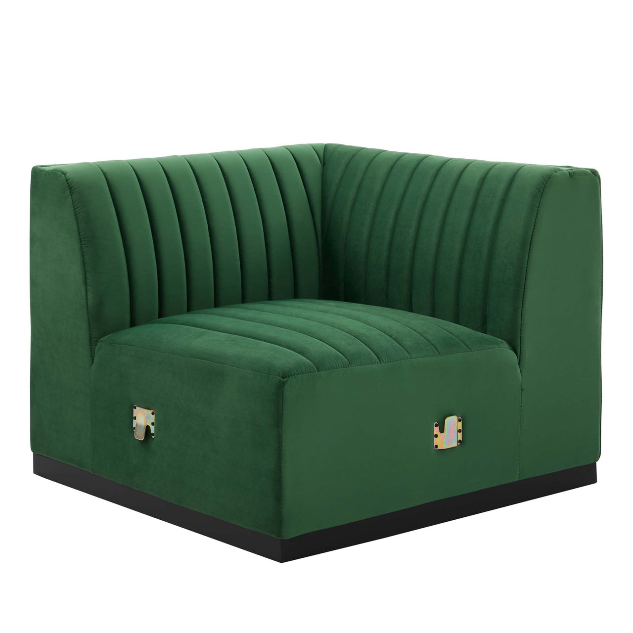 Evoke 4-Piece Velvet Sectional, Black & Emerald