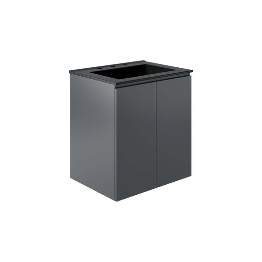 Brittney Floating Vanity Unit, Small, Gray & Black