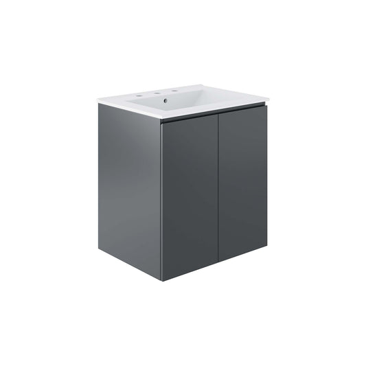 Brittney Floating Vanity Unit, Small, Gray & White
