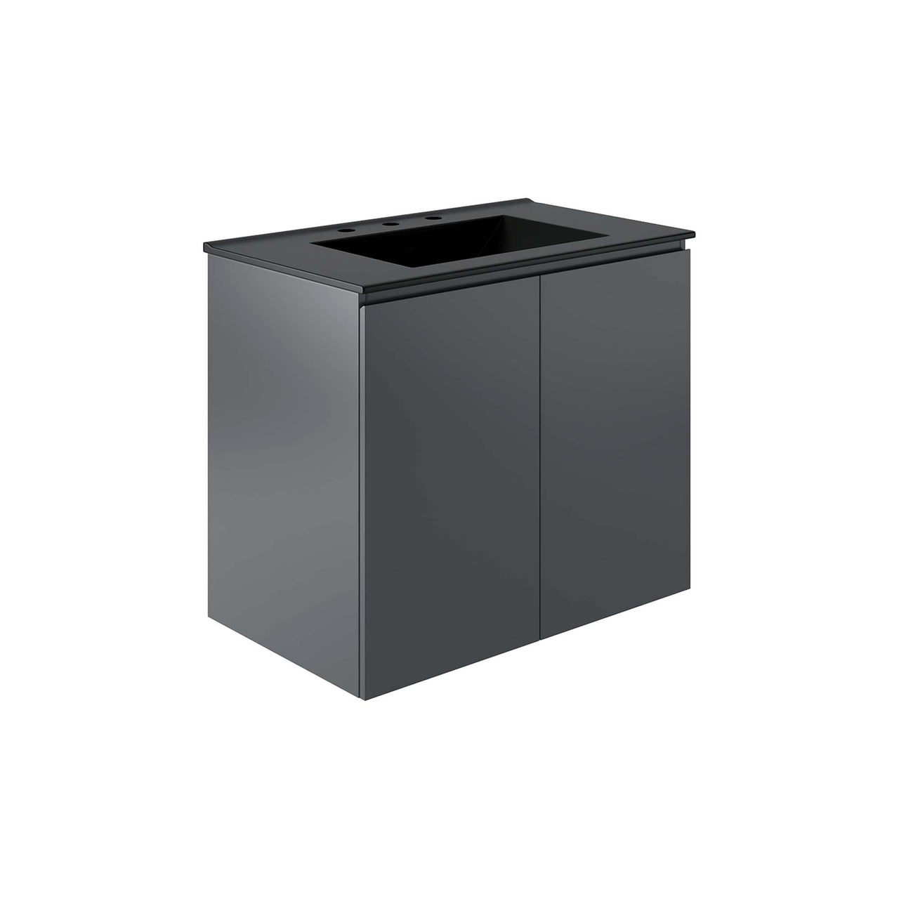 Brittney Floating Vanity Unit, Medium, Gray & Black