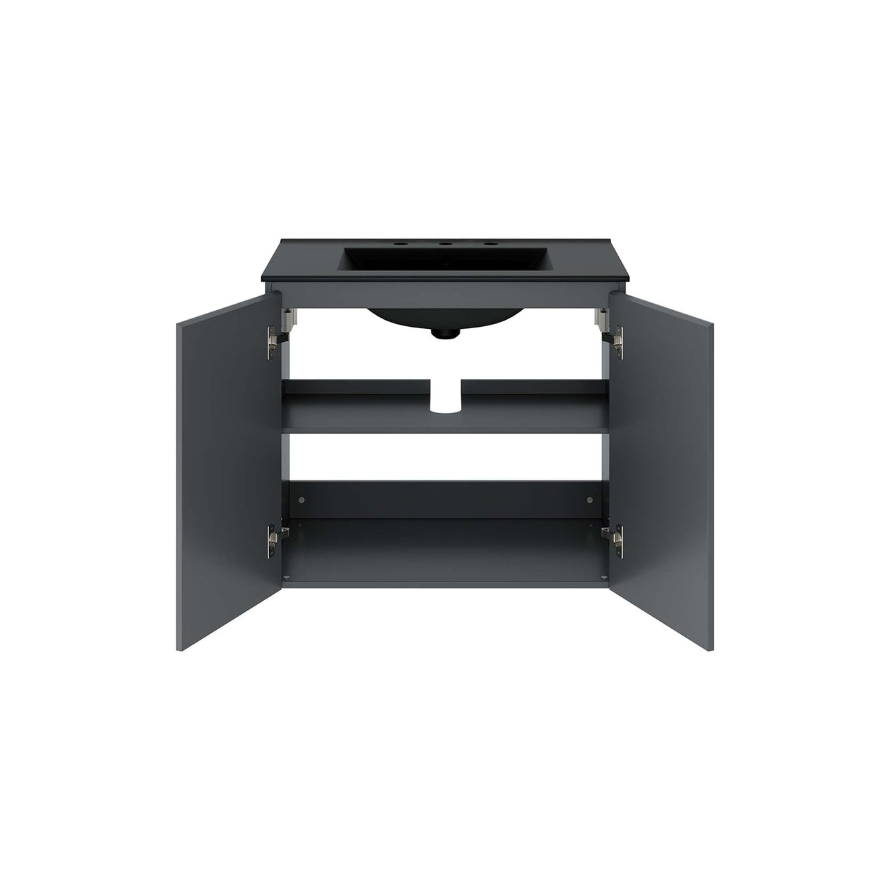 Brittney Floating Vanity Unit, Medium, Gray & Black