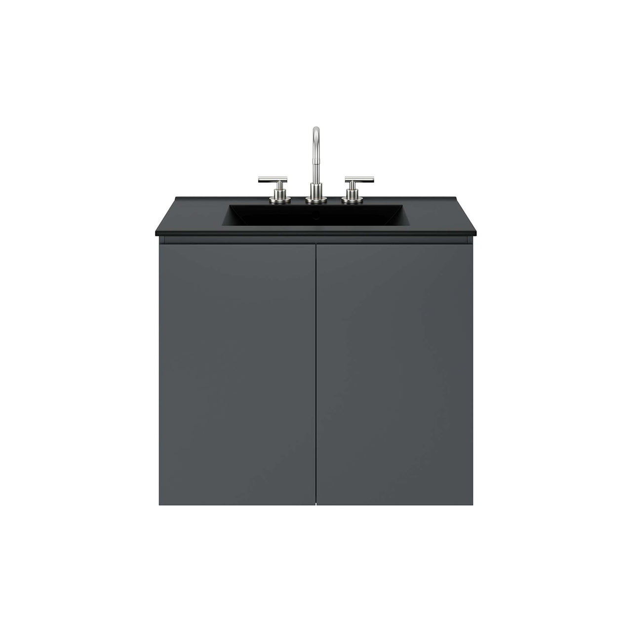Brittney Floating Vanity Unit, Medium, Gray & Black
