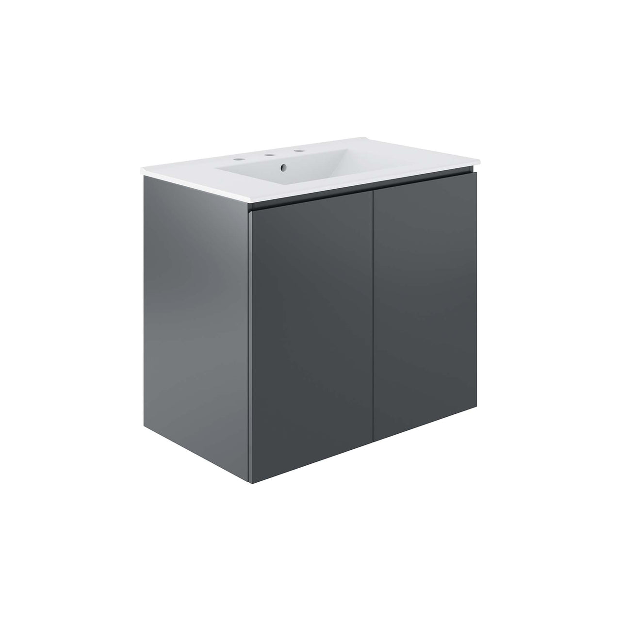 Brittney Floating Vanity Unit, Medium, Gray & White