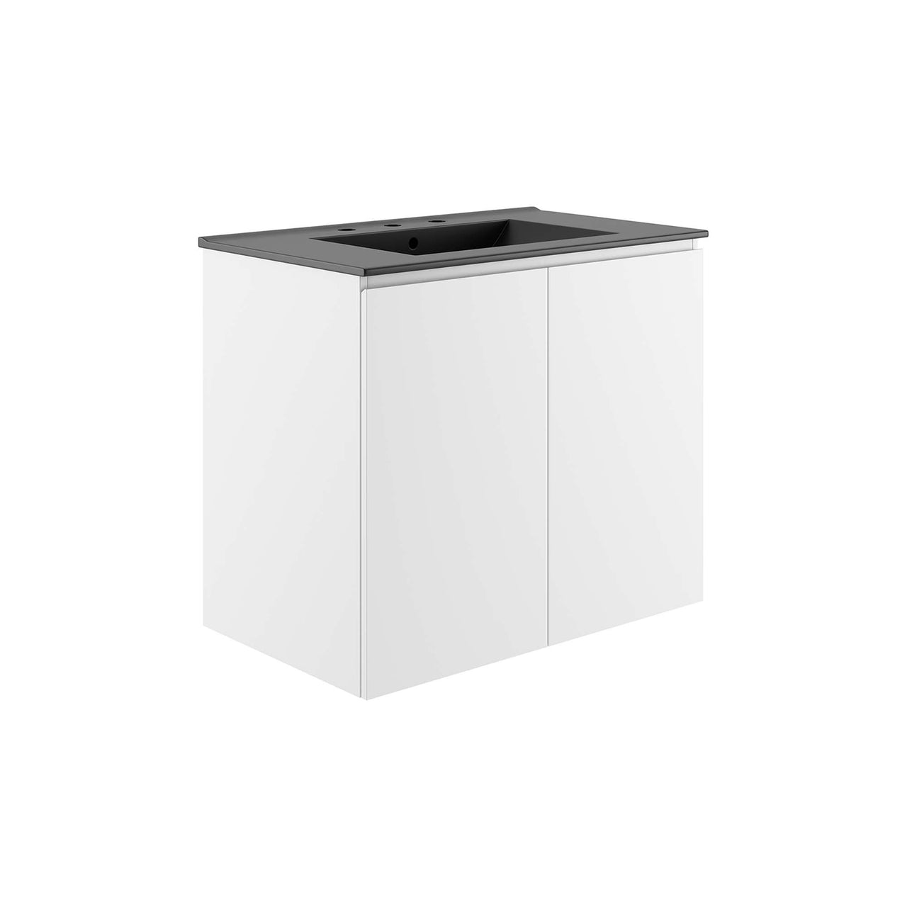 Brittney Floating Vanity Unit, Medium, White & Black