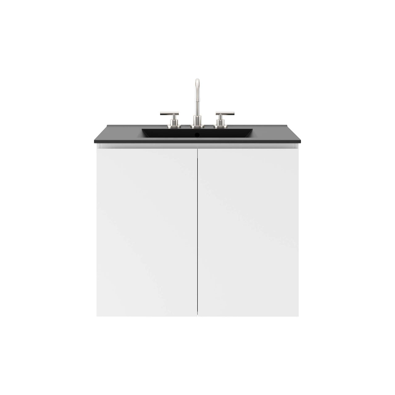 Brittney Floating Vanity Unit, Medium, White & Black