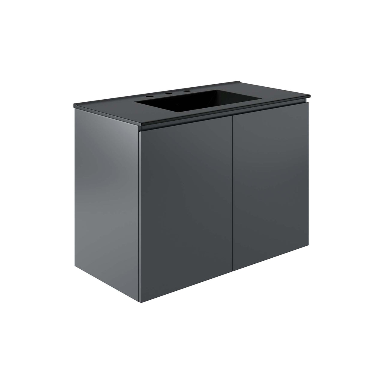 Brittney Floating Vanity Unit, Large, Gray & Black