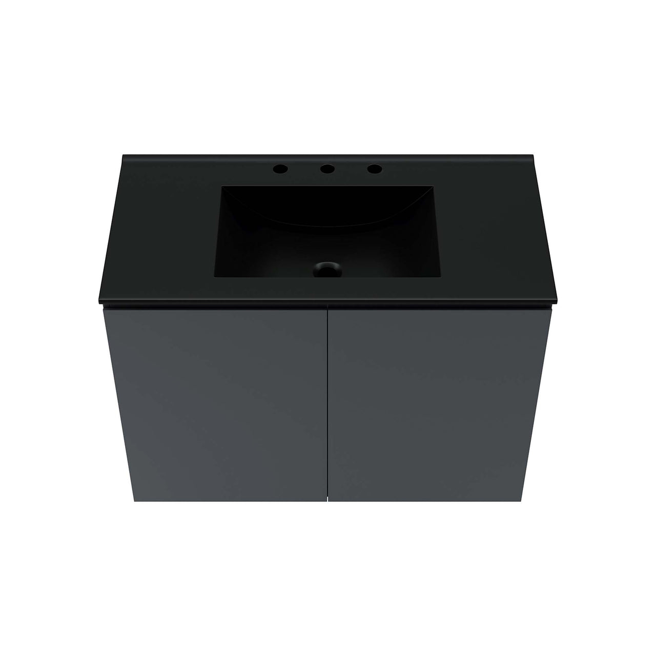 Brittney Floating Vanity Unit, Large, Gray & Black