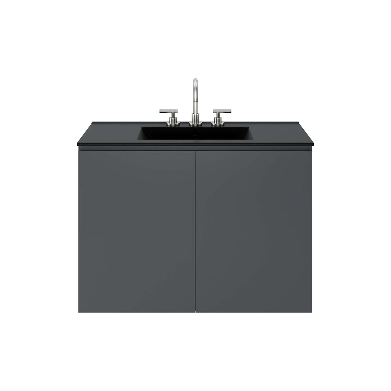 Brittney Floating Vanity Unit, Large, Gray & Black