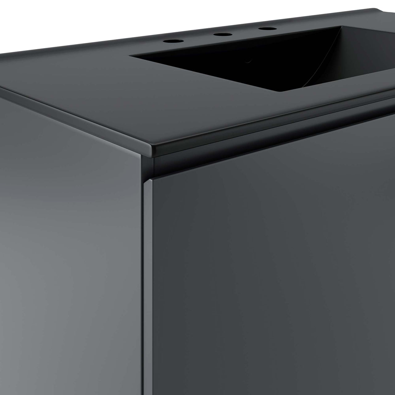 Brittney Floating Vanity Unit, Large, Gray & Black