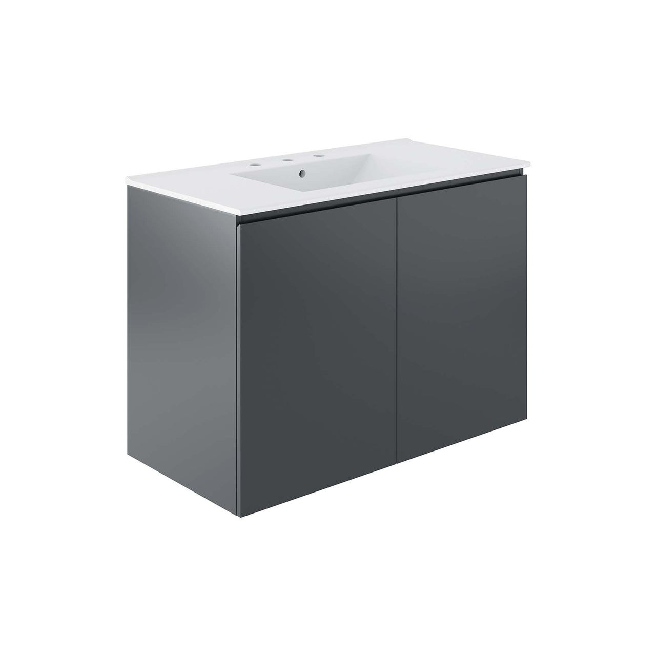 Brittney Floating Vanity Unit, Large, Gray & White