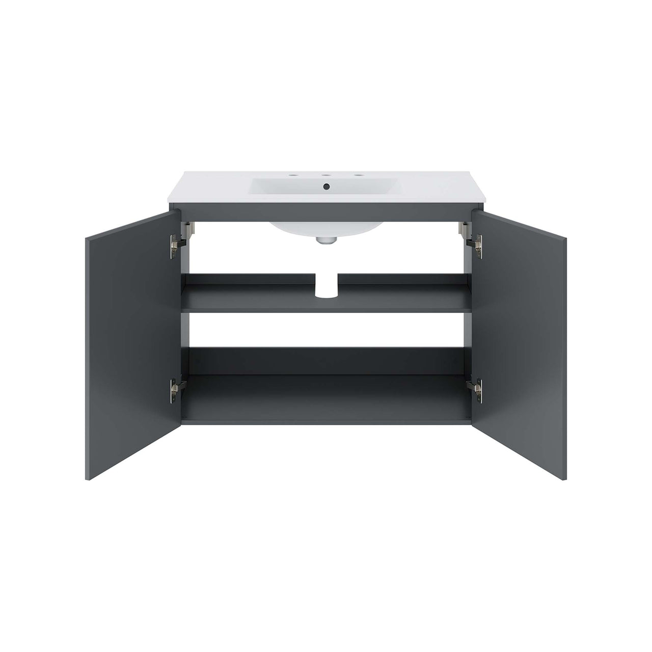 Brittney Floating Vanity Unit, Large, Gray & White