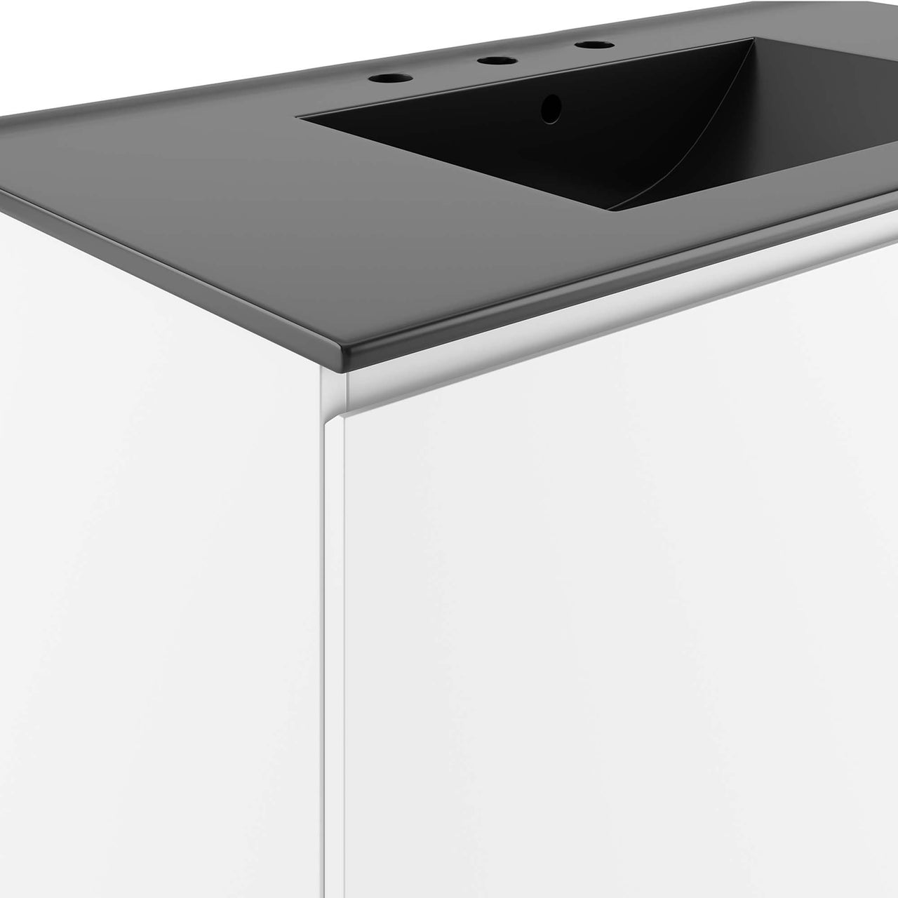 Brittney Floating Vanity Unit, Large, White & Black