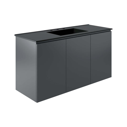 Brittney Floating Vanity Unit, Extra Large, Gray & Black