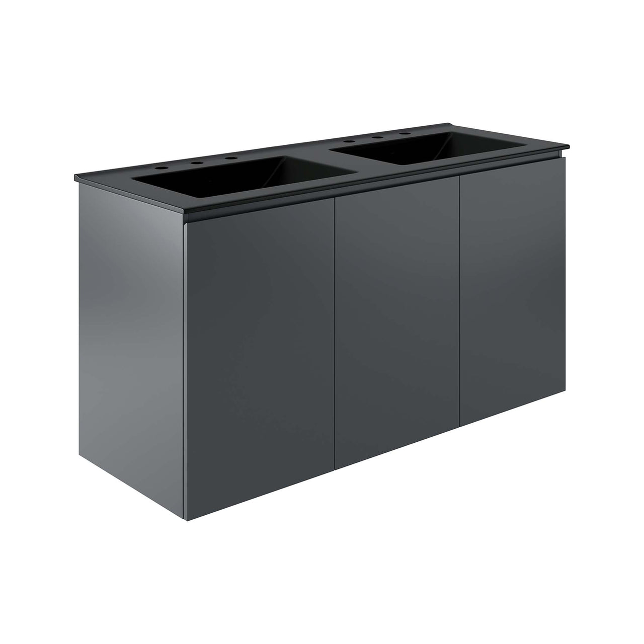 Brittney Wall Mount Double Sink Vanity Unit, Extra Large, Gray & Black