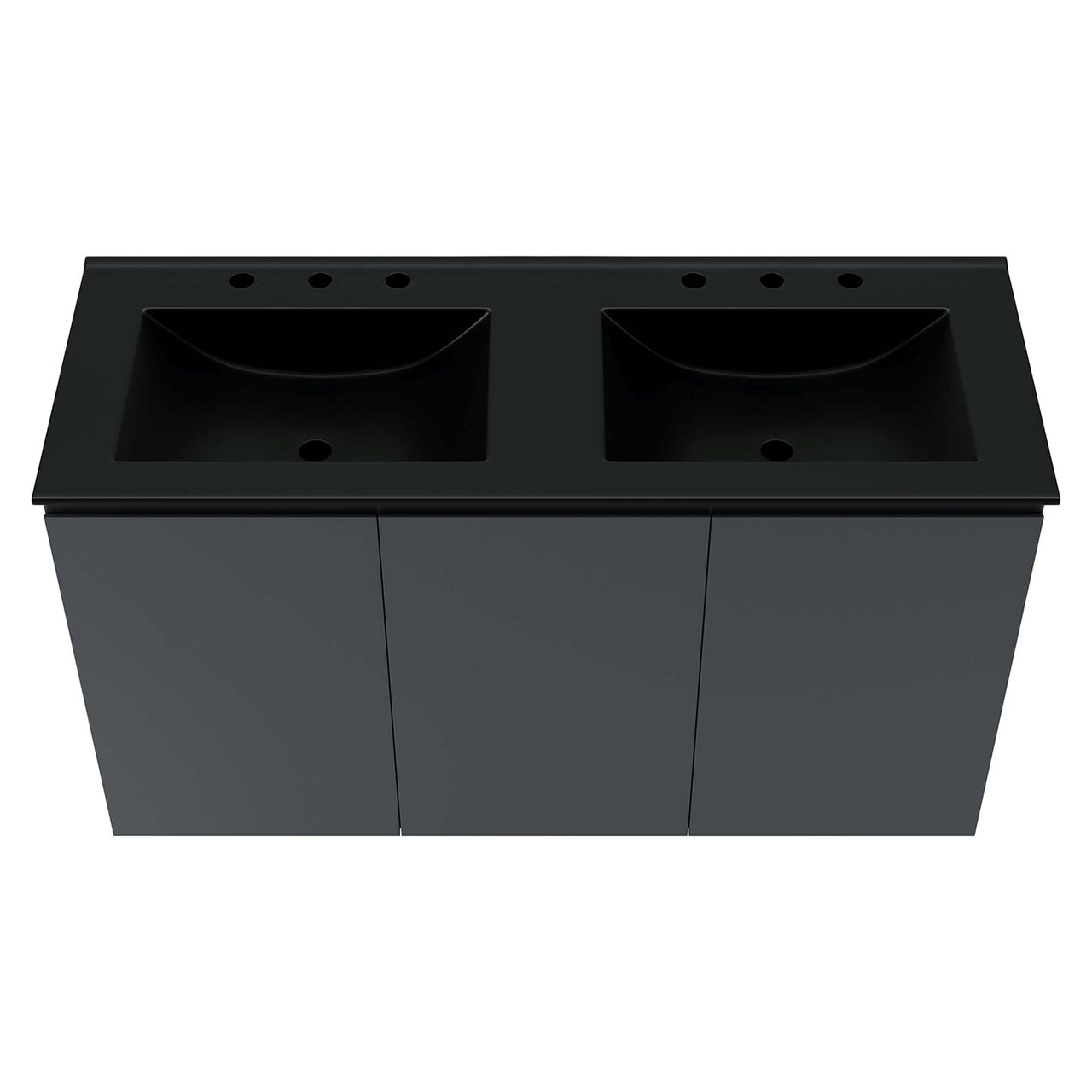 Brittney Wall Mount Double Sink Vanity Unit, Extra Large, Gray & Black