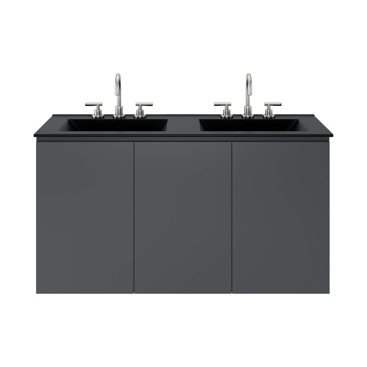 Brittney Wall Mount Double Sink Vanity Unit, Extra Large, Gray & Black