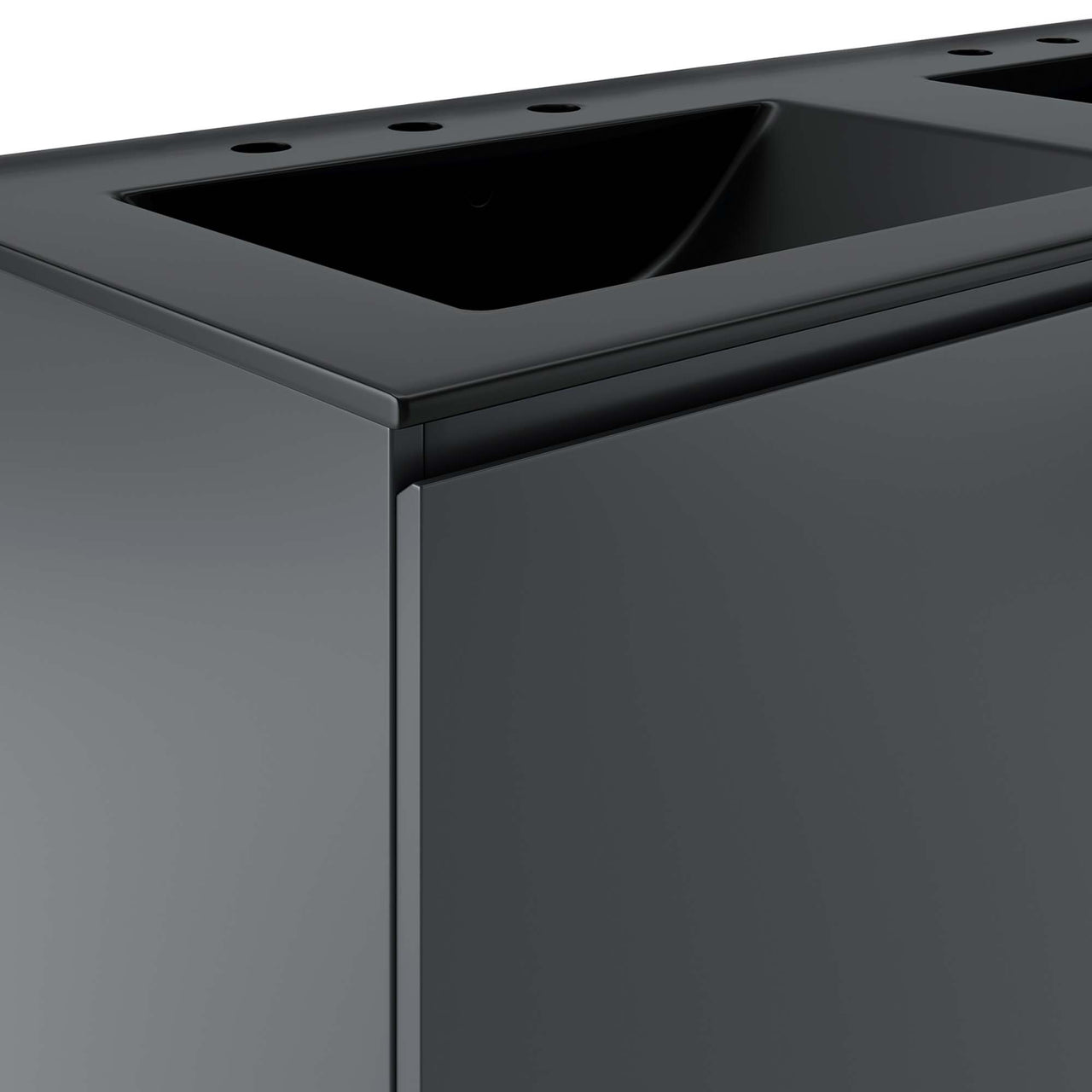 Brittney Wall Mount Double Sink Vanity Unit, Extra Large, Gray & Black