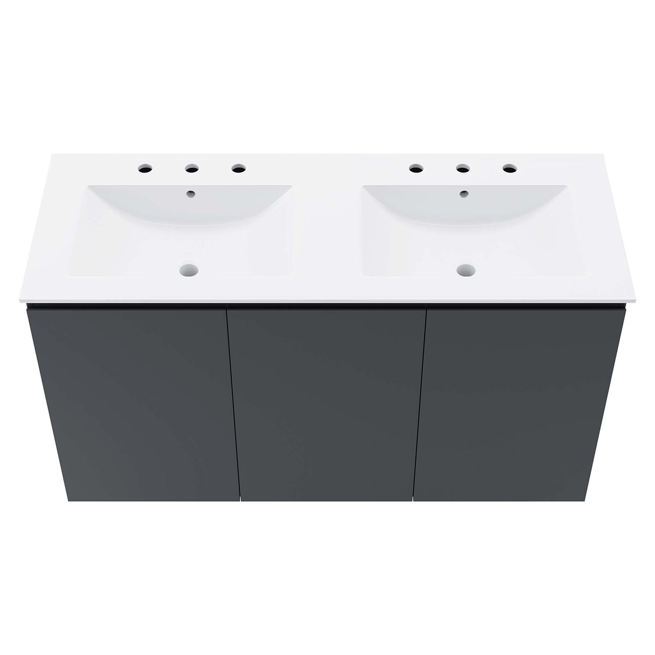 Brittney Wall Mount Double Sink Vanity Unit, Extra Large, Gray & White