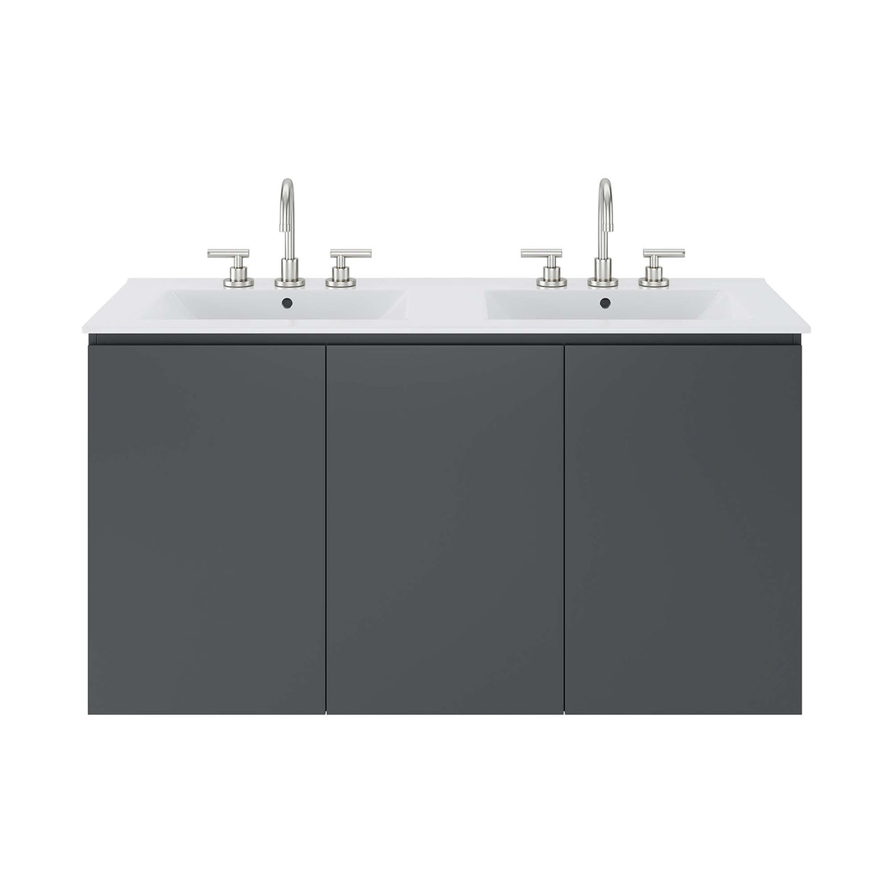 Brittney Wall Mount Double Sink Vanity Unit, Extra Large, Gray & White